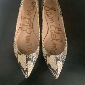 Sam Edelman Stacey Leather Pointed Toe Flat in Snakeskin Pattern